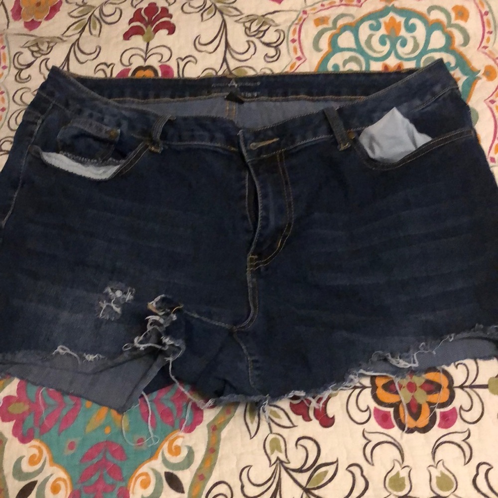 Plus size 18 denim distressed jean shorts.